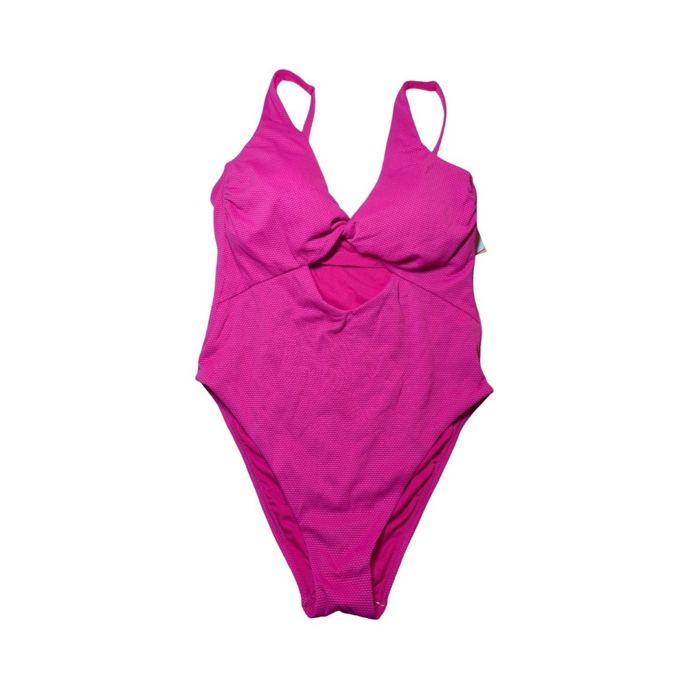 ⭐D5 Women's Twist Cut Out Cheeky One Piece Swimsuit‎ Shade & Shore Pink - Small